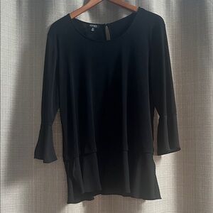 Jones New York Black Blouse with Flared Sleeves